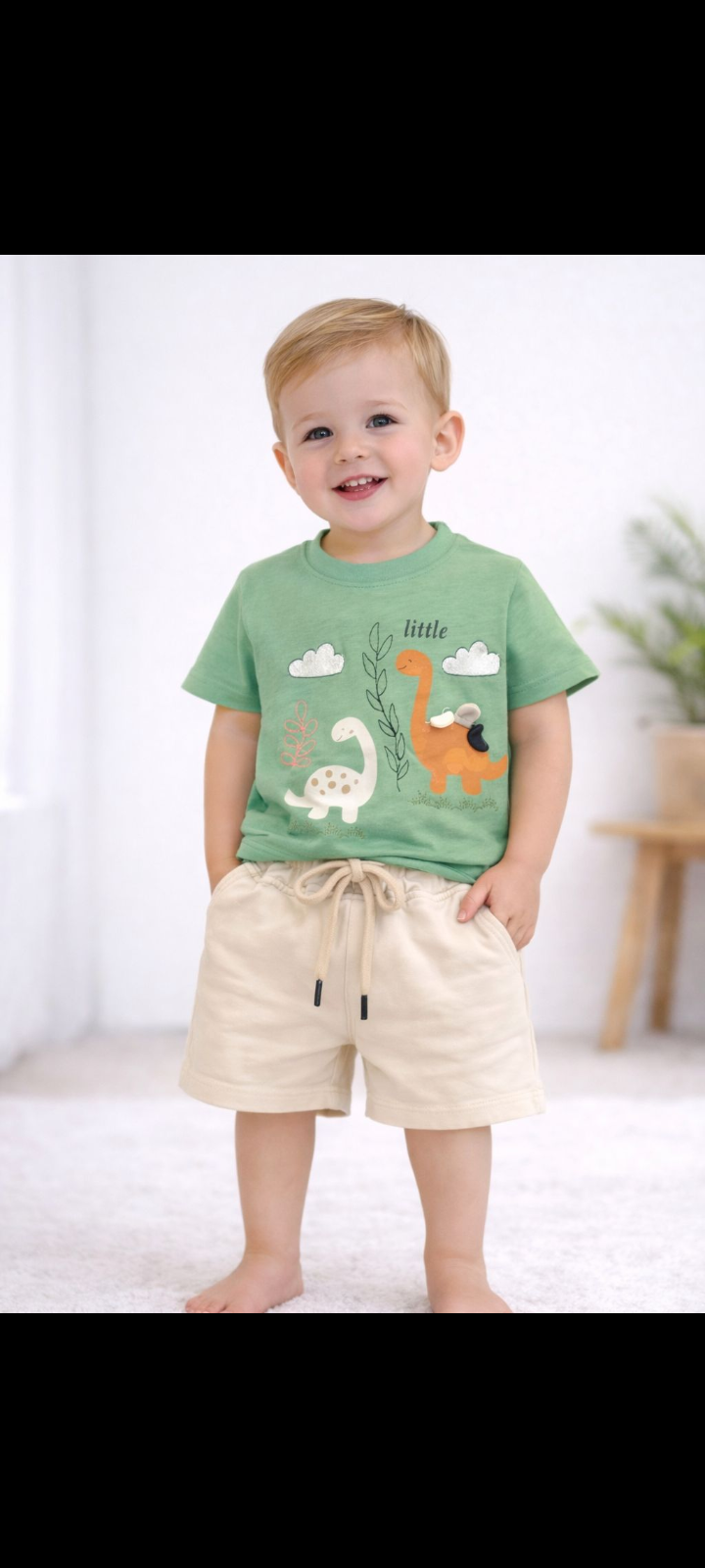 طقم بيبي  تيشيرت دينو وشورت