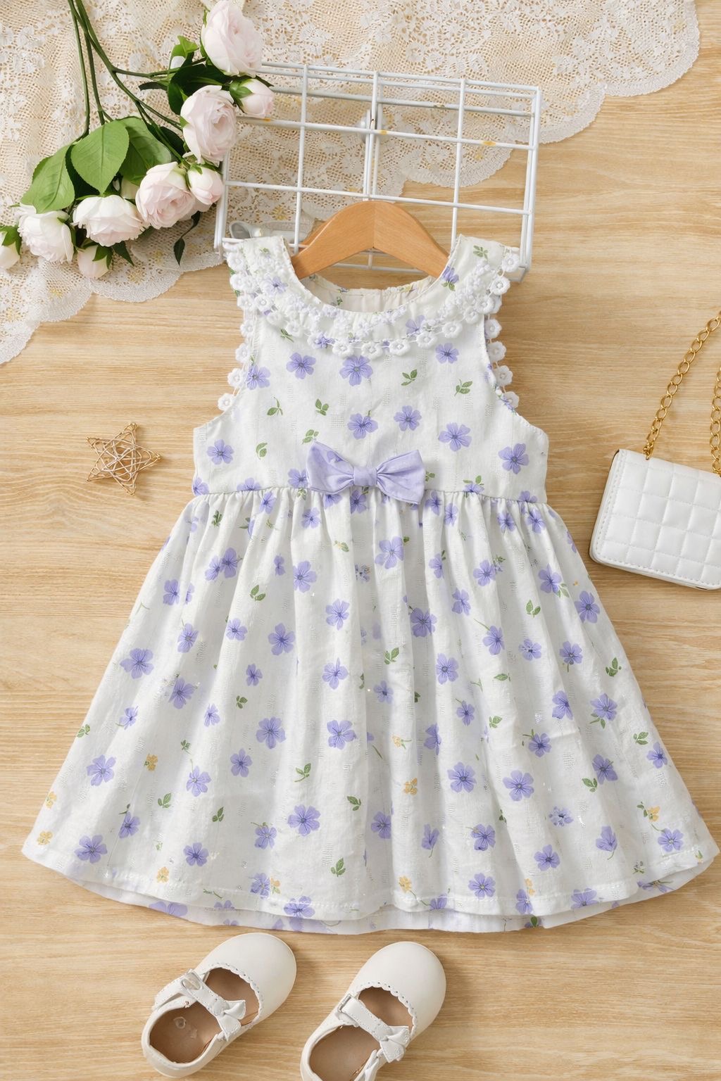 فستان بوبلين لبن وورد