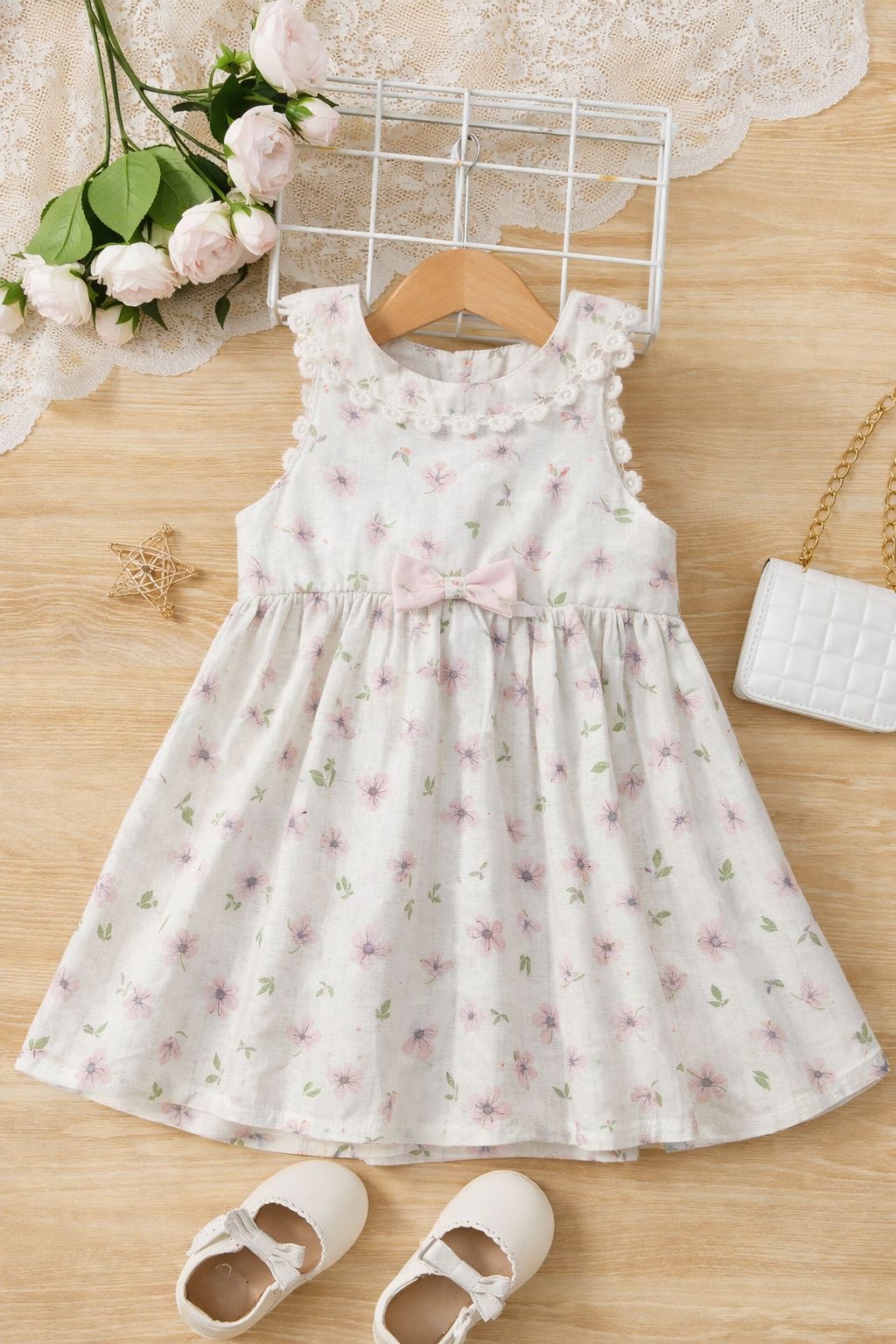 فستان بوبلبين لبن وورد