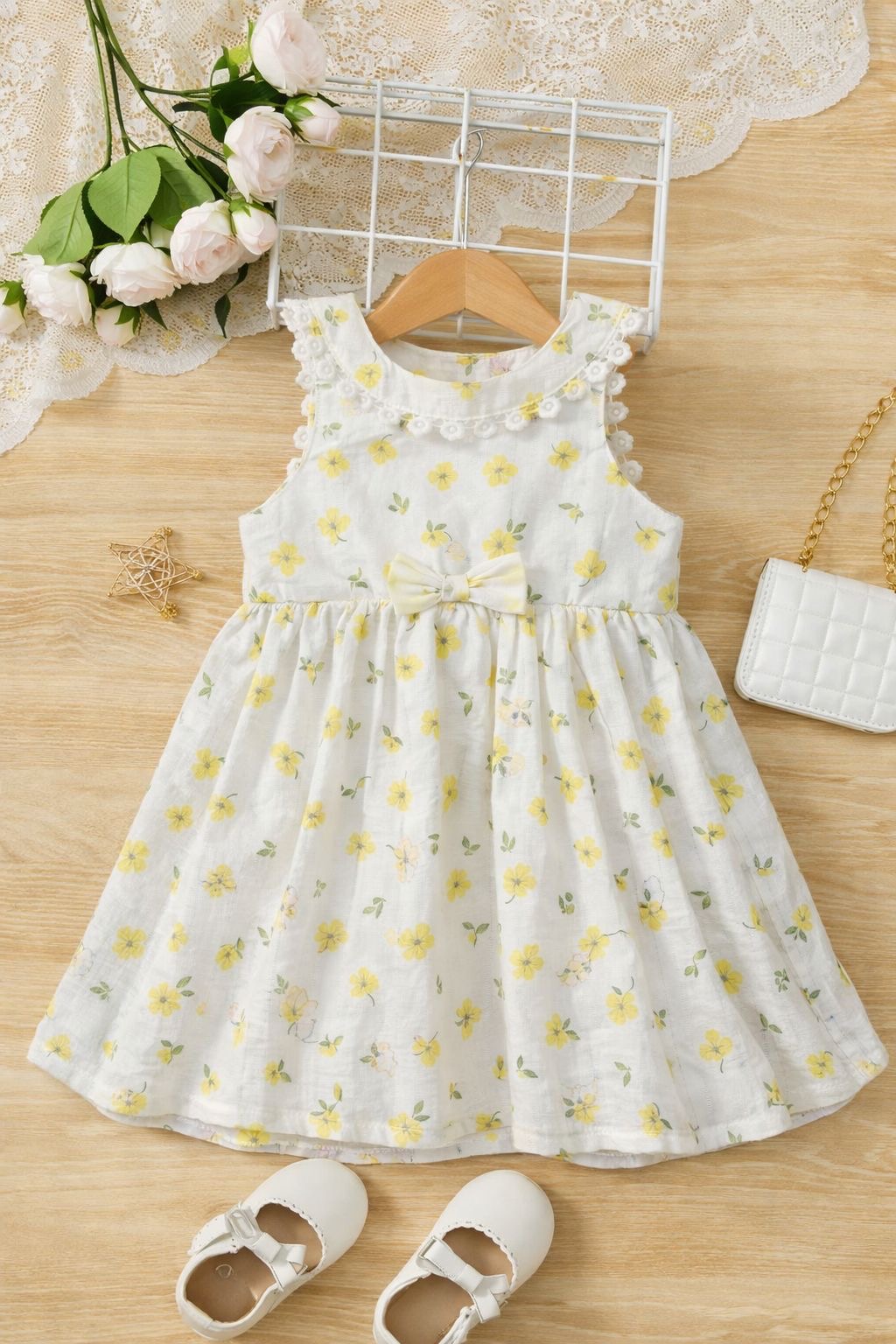 فستان بوبلين لبن وورد