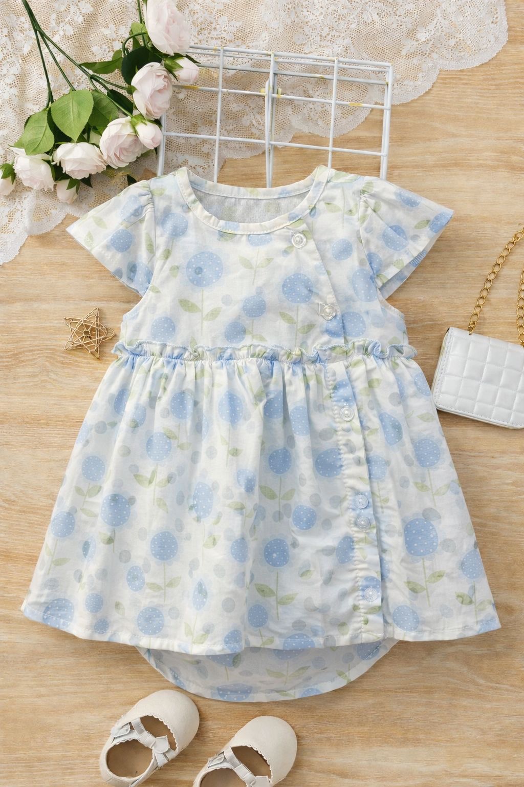 دريس بناتي مطبوع ورد