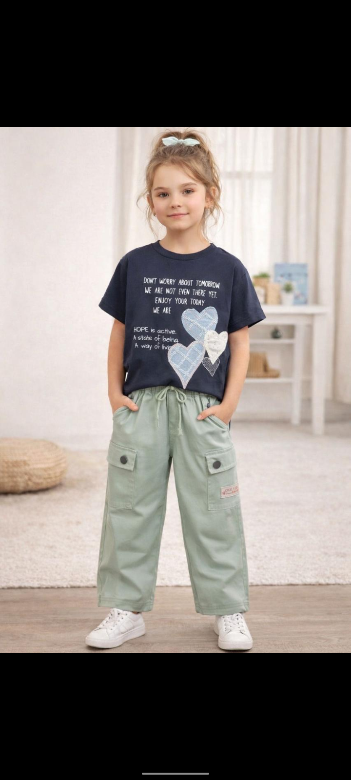 طقم بناتي بنطلون ميلتون قلب جينز