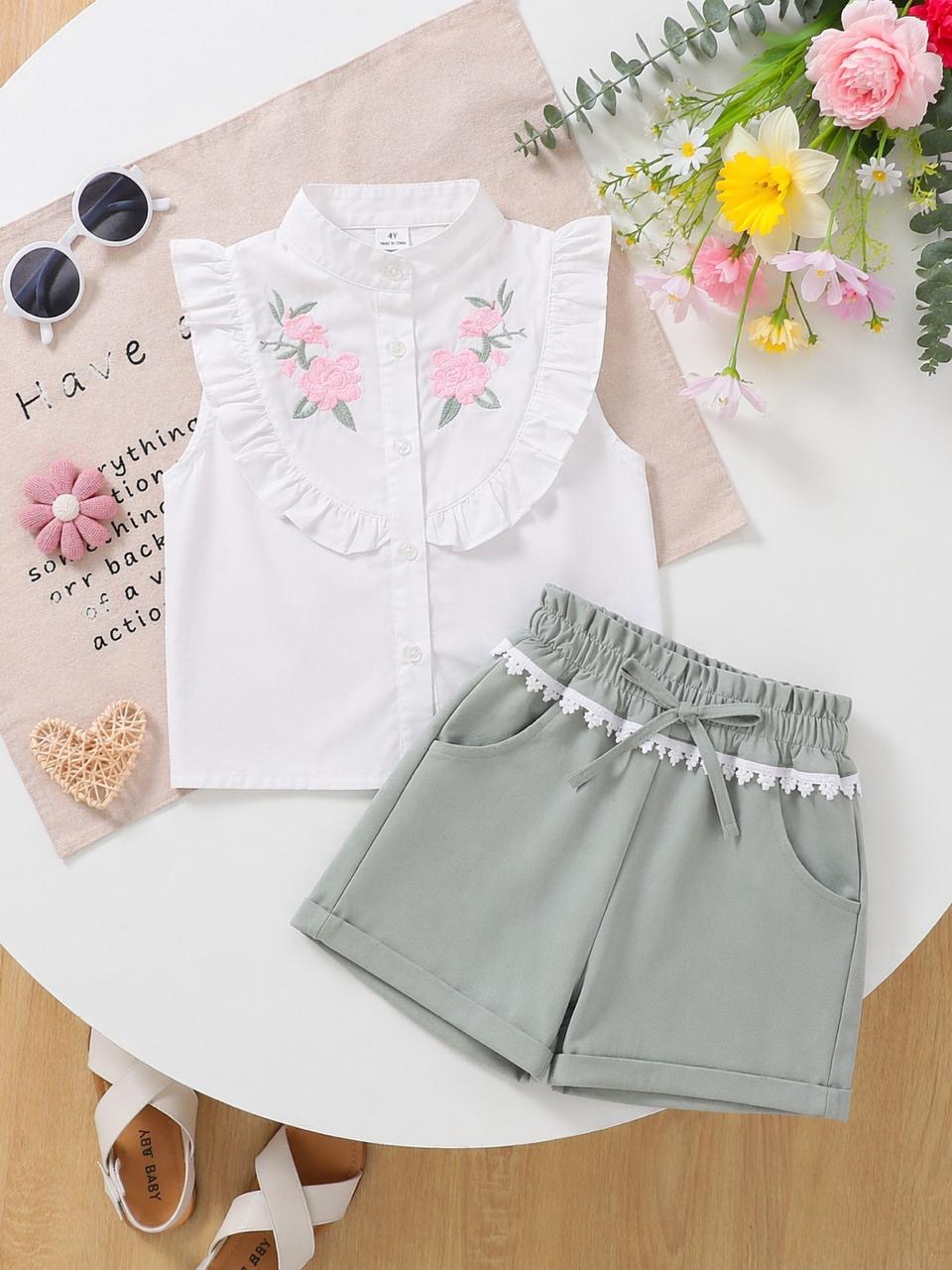 طقم بناتي  ورده مينت