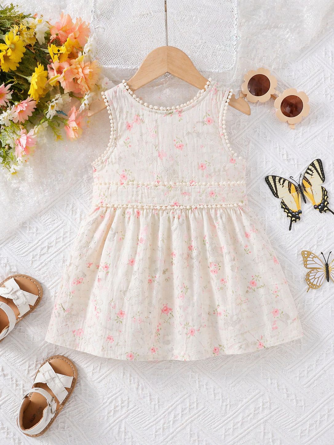 فستان بناتي بيبي مطبوع ورد