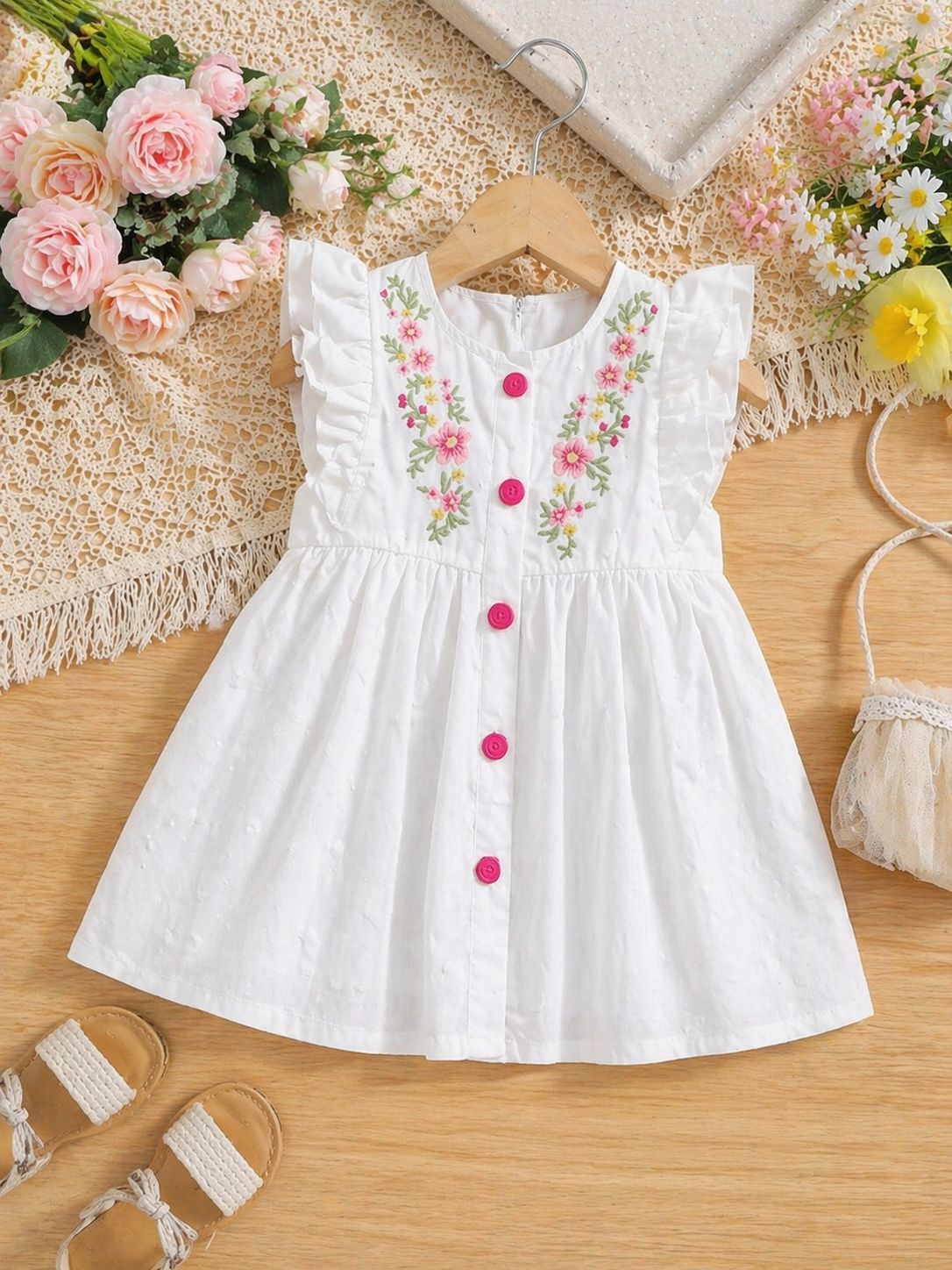 فستان بناتي بيبي ورد مطبوع