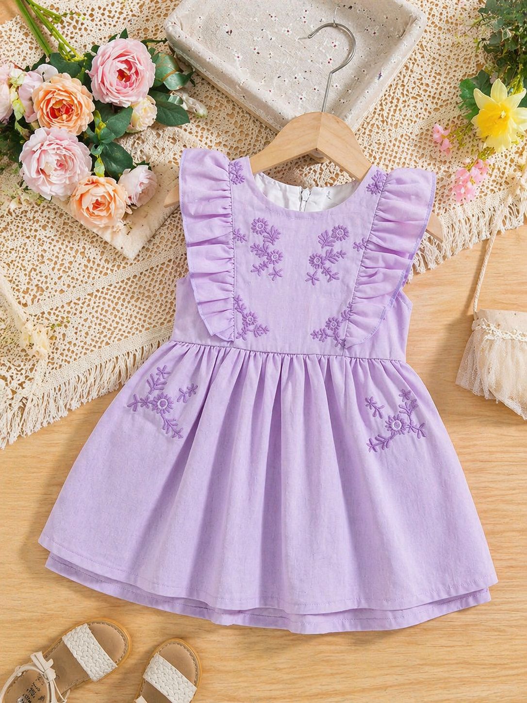 فستان بناتي بيبي ورد مطبوع